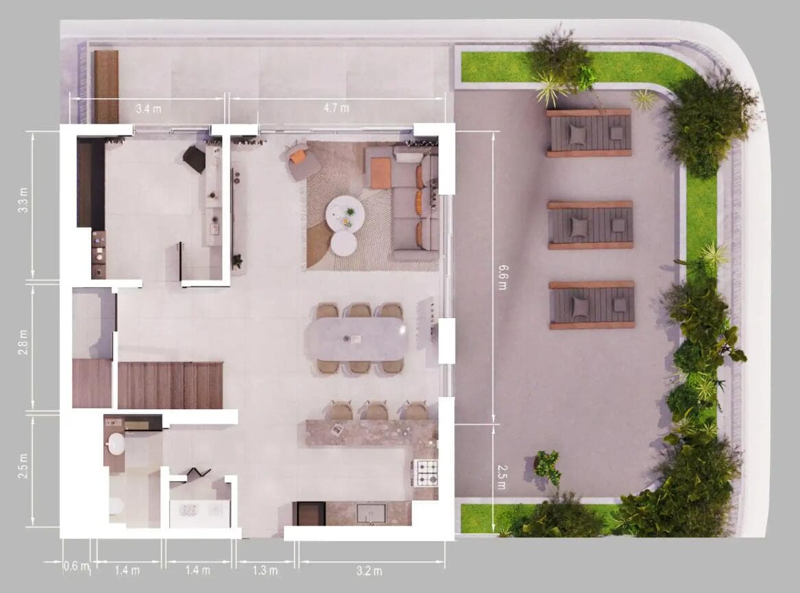 2 Bedroom Duplex + Study room