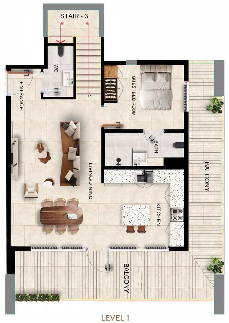 3 Bedroom Duplex